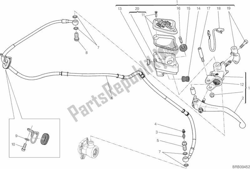 Toutes les pièces pour le Maître-cylindre D'embrayage du Ducati Diavel FL Brasil 1200 2018